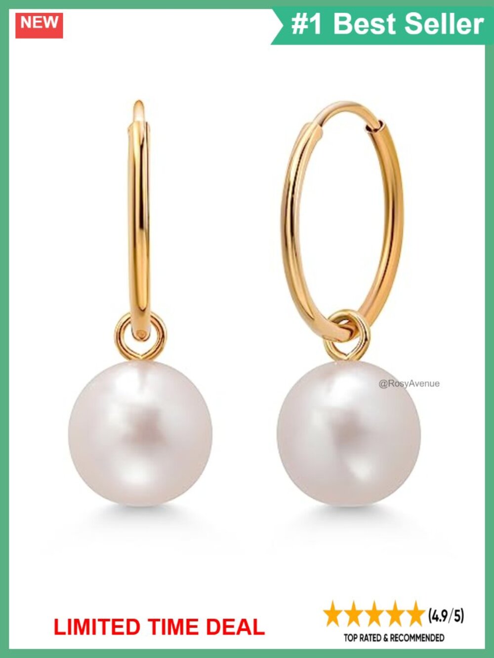 14K Yellow Gold Cultured Freshwater Pearl Endless Hoop Earrings